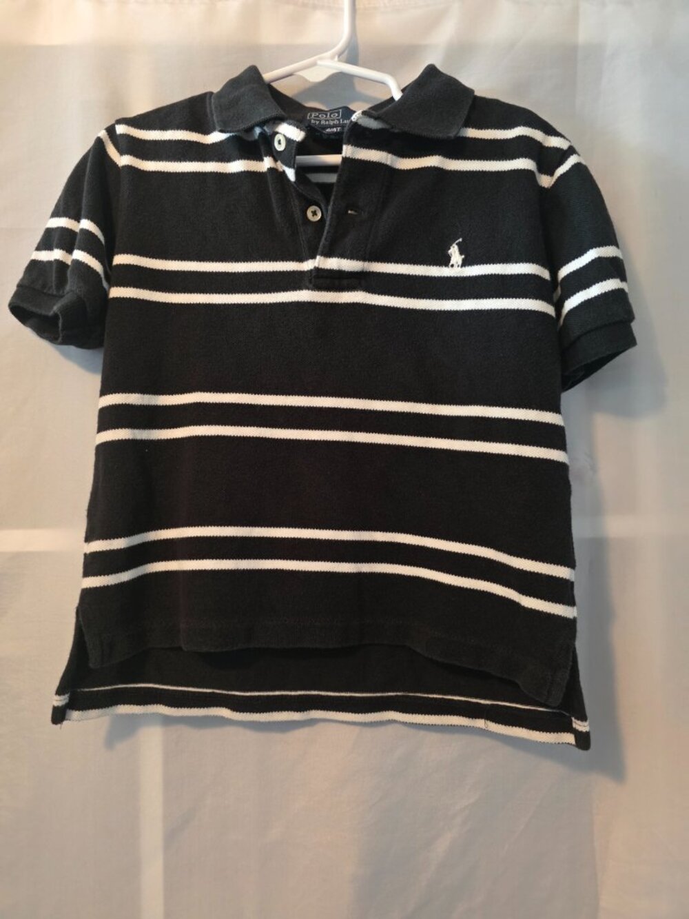 Kids Polo Ralph Lauren Black/White Stripe Polo, Size 4T